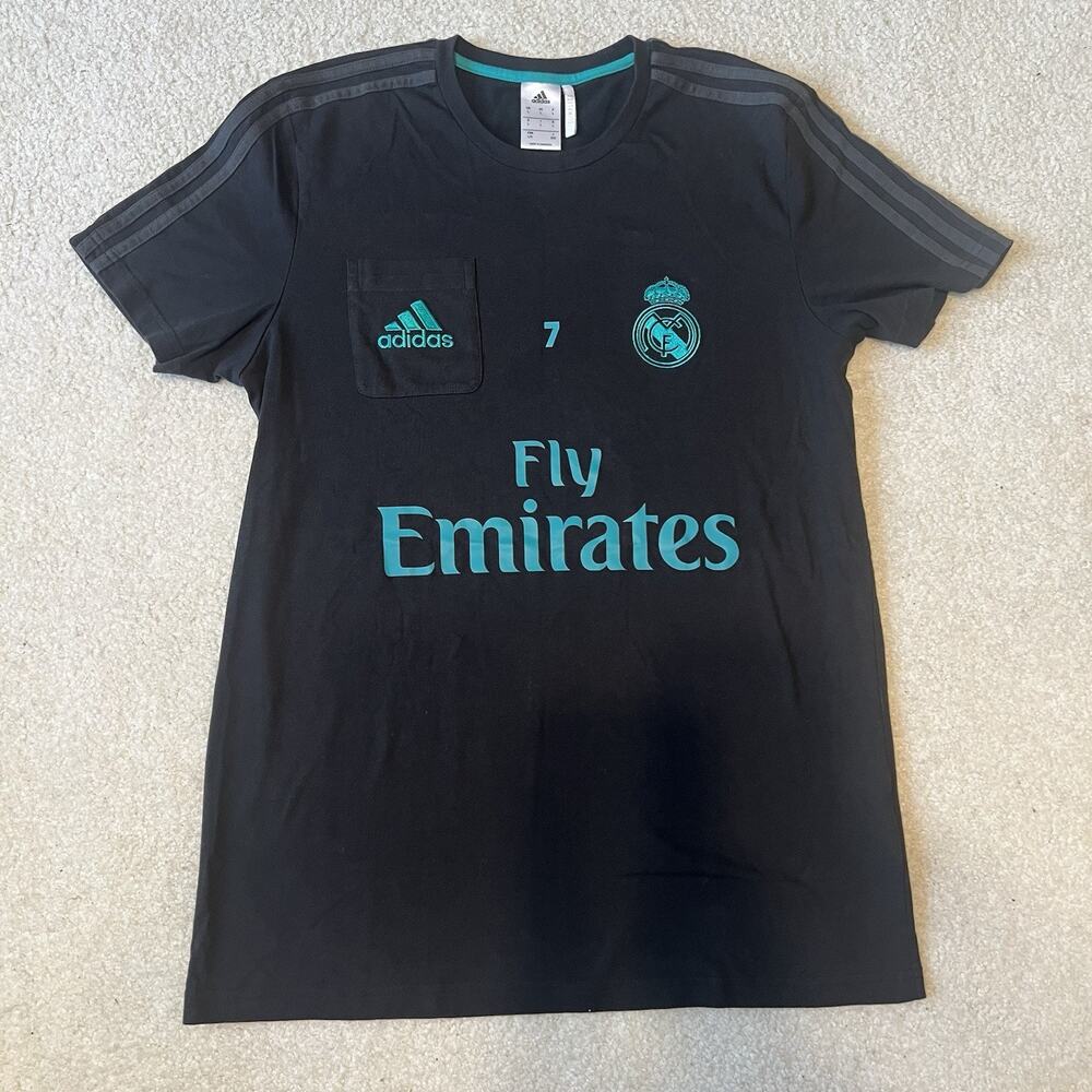 Adidas Real Madrid Ronaldo 7 Training Shirt Jersey Black L Soccer Futbol Athleti